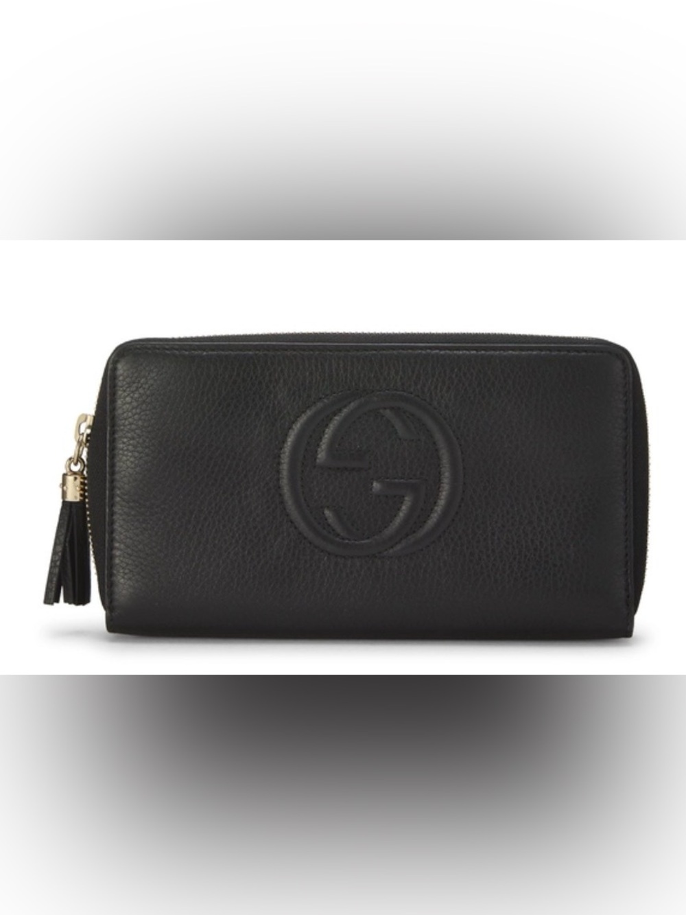 GUCCI Black Leather Soho Zip Around Wallet